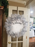 Interchangeable Wreath - White and Grey