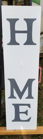 Interchangeable Base Porch Sign  - Home White with Grey Lettering