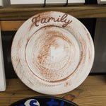 Interchangeable Base Small Plate  - Cream with Brown Distress (Family)