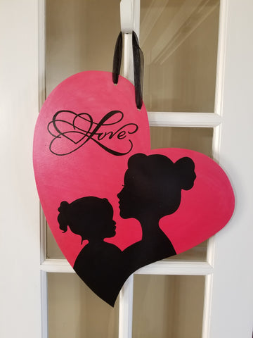Heart - Mother and Daughter Silhouette
