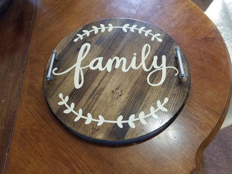 Serving Tray - Family - Walnut and White Letters