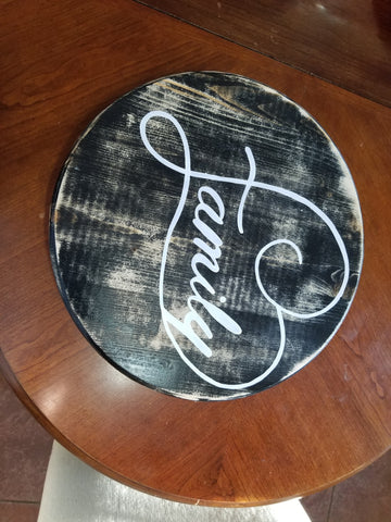 Lazy Susan - Family with Black Distressed