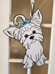 Yorkie Silhouette - Blue Bow