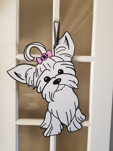 Yorkie Silhouette - Pink Bow