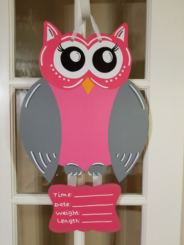 Baby Announcement - Owl/Pink
