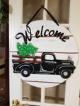 Interchangeable Base Circle with Black Truck - Welcome - White