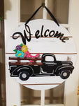 Interchangeable Base Circle with Black Truck - Welcome - White