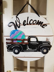 Interchangeable Base Circle with Black Truck - Welcome - White