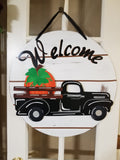 Interchangeable Base Circle with Black Truck - Welcome - White