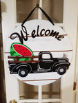 Interchangeable Base Circle with Black Truck - Welcome - White