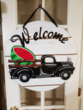 Interchangeable Base Circle with Black Truck - Welcome - White