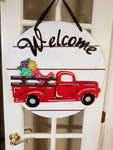 Interchangeable Base Circle with Red Truck - Welcome - White