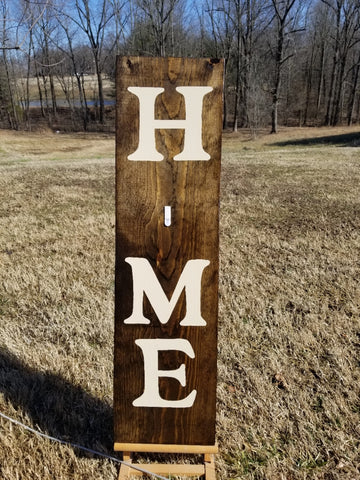 Interchangeable Base Porch Sign  - Home Walnut with Cream Lettering