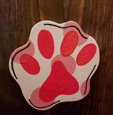 Interchangeable Season Piece - Paw Print - Pink with Sparkles
