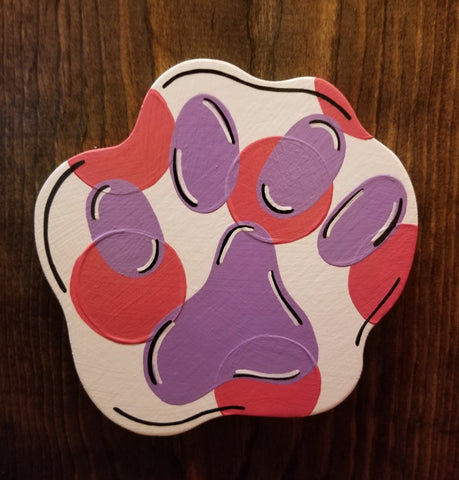 Interchangeable Season Piece - Paw Print - Pink and Purple