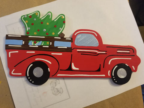 Premium Interchangeable Season Piece - Red Truck with Green Christmas Tree