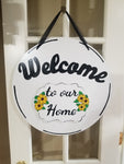 Premium Interchangeable Plaque Season Piece - to our home - White with sunflowers