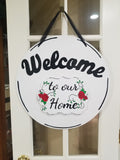 Premium Interchangeable Plaque Season Piece - to our home - White with red roses