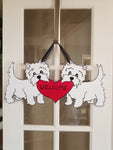 West Highland White Terriers with Red Heart