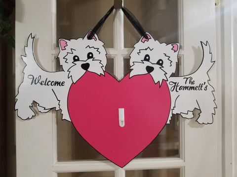 Interchangeable Base -West Highland White Terriers with Pink Heart