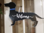 Dauschund Silhouette - Black with Blue Collar