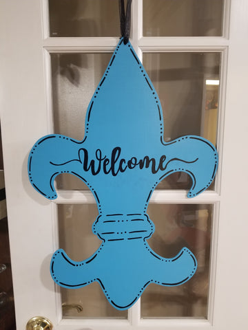 Fleur de Lis - Blue - Welcome