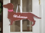 Dauschund Silhouette - Brown with Pink Collar