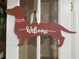 Dauschund Silhouette - Brown with Pink Collar