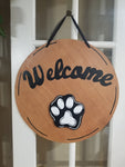 Interchangeable Season Piece - Paw Print - Black Background with White Paw Print