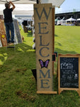 Interchangeable Base Porch Sign  - Weathered Oak with Grey Lettering