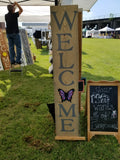 Interchangeable Base Porch Sign  - Weathered Oak with Grey Lettering