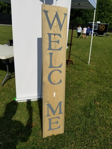 Interchangeable Base Porch Sign  - Weathered Oak with Grey Lettering