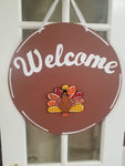 Interchangeable Base Circle - Welcome - Brown with White Lettering