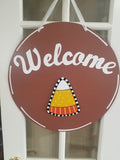 Interchangeable Base Circle - Welcome - Brown with White Lettering