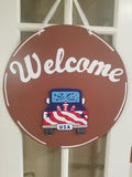 Interchangeable Base Circle - Welcome - Brown with White Lettering