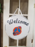 Interchangeable Base Circle - Welcome - White with Grey Letters