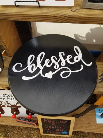 Lazy Susan - Blessed Black with White Lettering