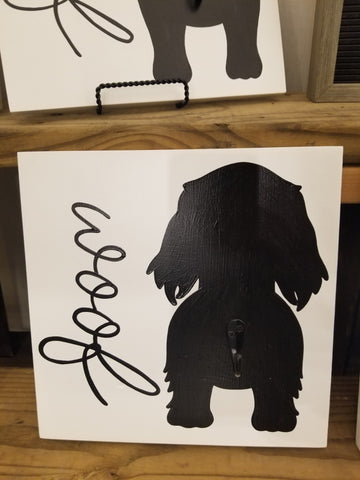Dog Butt - Leash Holder - Black Long Haired Dauschund