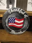 Interchangeable Base Large Plate  - Black with White Distress (Thankful & Blessed)