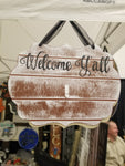 Interchangeable Base Plaque - Welcome Y'all - Brown with White Distress and Black Letters