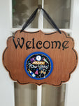 Interchangeable Base Plaque - Welcome - Golden Oak