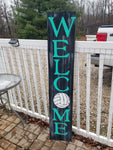 Interchangeable Base Porch Sign  - Black with White Distress and Virdi Letters