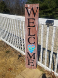 Interchangeable Base Porch Sign  - Brown with White Distress and Black Letters