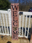 Interchangeable Base Porch Sign  - Brown with White Distress and Black Letters