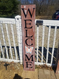 Interchangeable Base Porch Sign  - Brown with White Distress and Black Letters