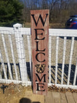 Interchangeable Base Porch Sign  - Brown with Cream Distress and Black Letters