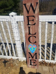 Interchangeable Base Porch Sign  - Brown with Cream Distress and Black Letters