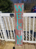 Interchangeable Base Porch Sign  - Brown with White Distress and Virdi Letters