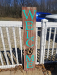 Interchangeable Base Porch Sign  - Brown with Cream Distress and Virdi Letters