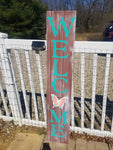 Interchangeable Base Porch Sign  - Brown with White Distress and Virdi Letters